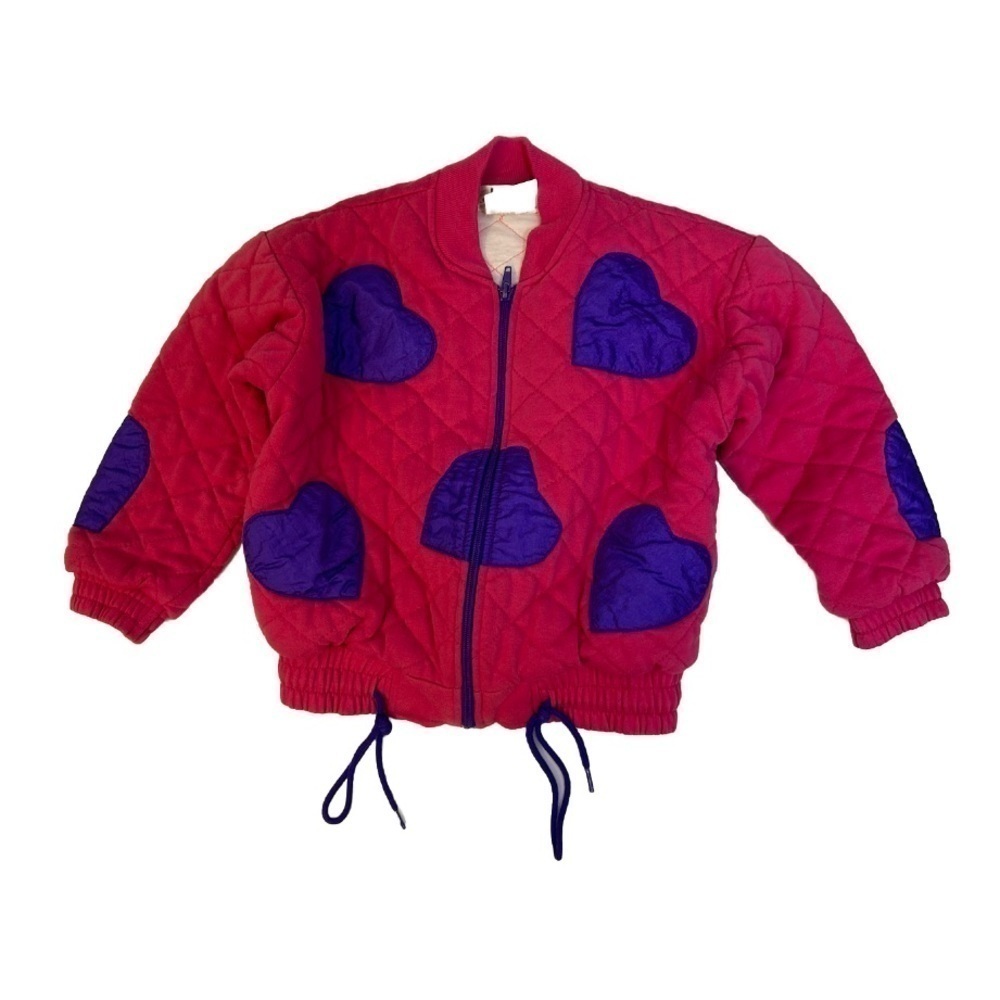 Vintage girls size s heart pink and purple zip up jacket